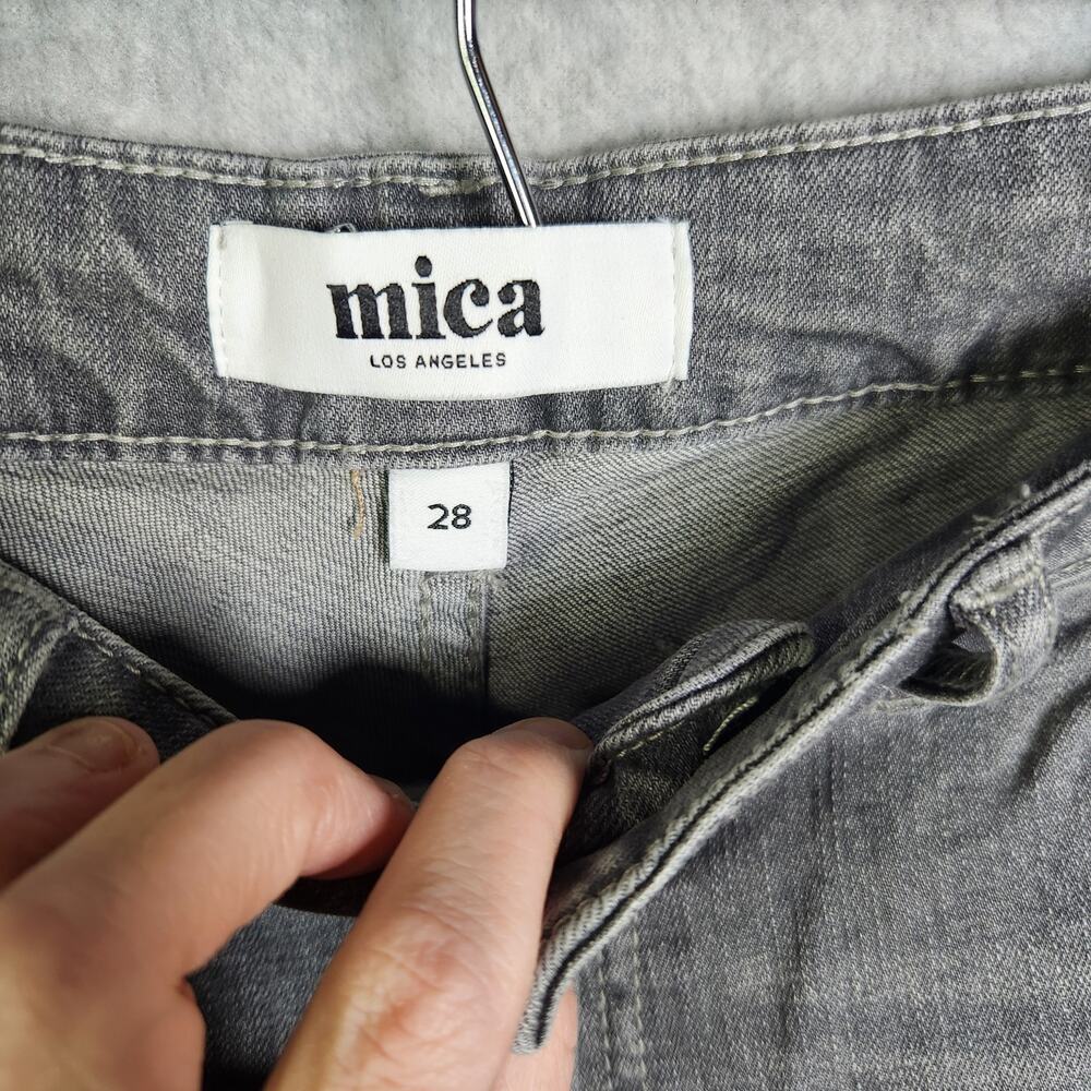NWT Mica Denim Super High Barrel Wide Leg Ankle Jeans Grey Sz 28 Pockets Preppy - Picture 3 of 15